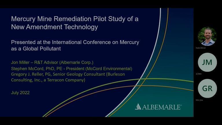 Mercury Mine Remediation Pilot Study of a New Amendment Technology